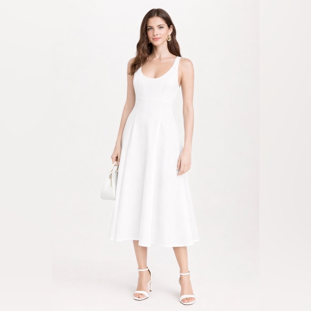 Reformation Mikol Princess Seam Scoop-Neck Pleated A-Line Midi Dress Size S - Picture 2 of 16